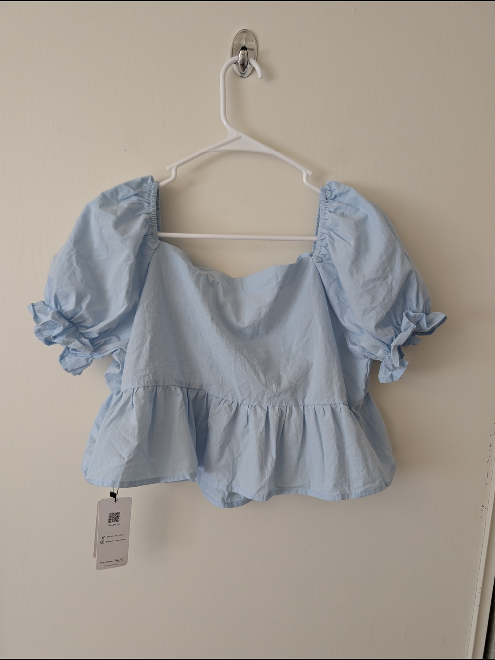 Dazy Women XL 100% Cotton Peasant Top Blue NWT Coquette Cottage Shabbychic Boho - Picture 4 of 7